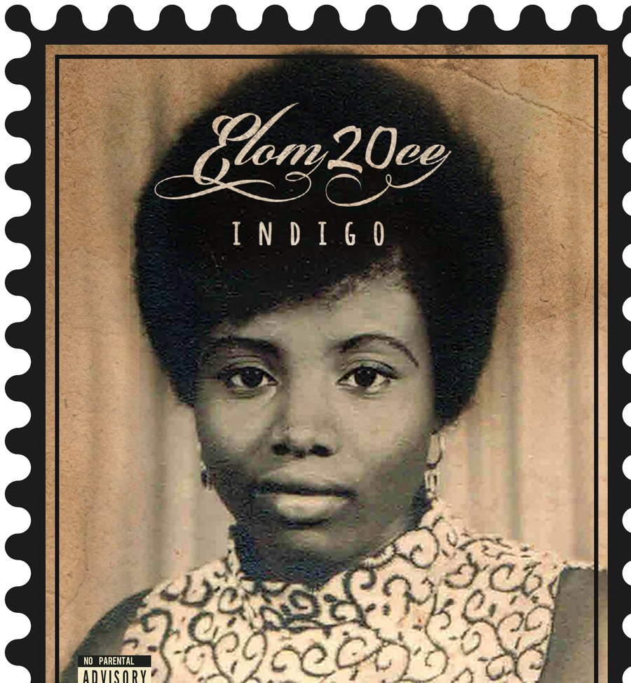 Pochette de l'album INDIGO d'Elom 20ce — portrait de Madina Yanda dans un cadre de timbre